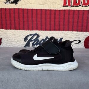 Size 8c - Nike Free Run Baby Shoes Black & White AH3453-003 Boys Girls Sneakers
